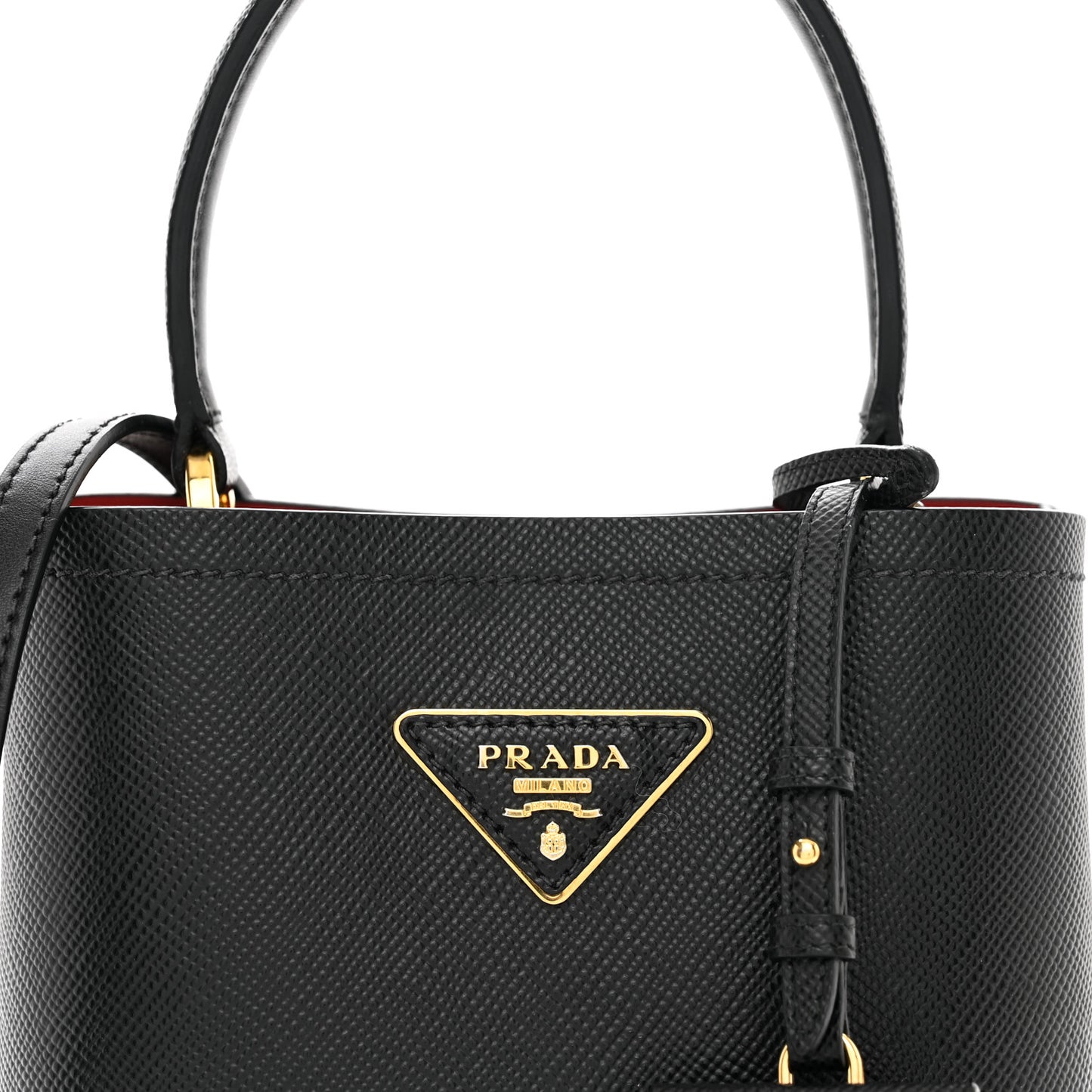 Saffiano Cuir Small Panier Bucket Bag Black Fuoco
