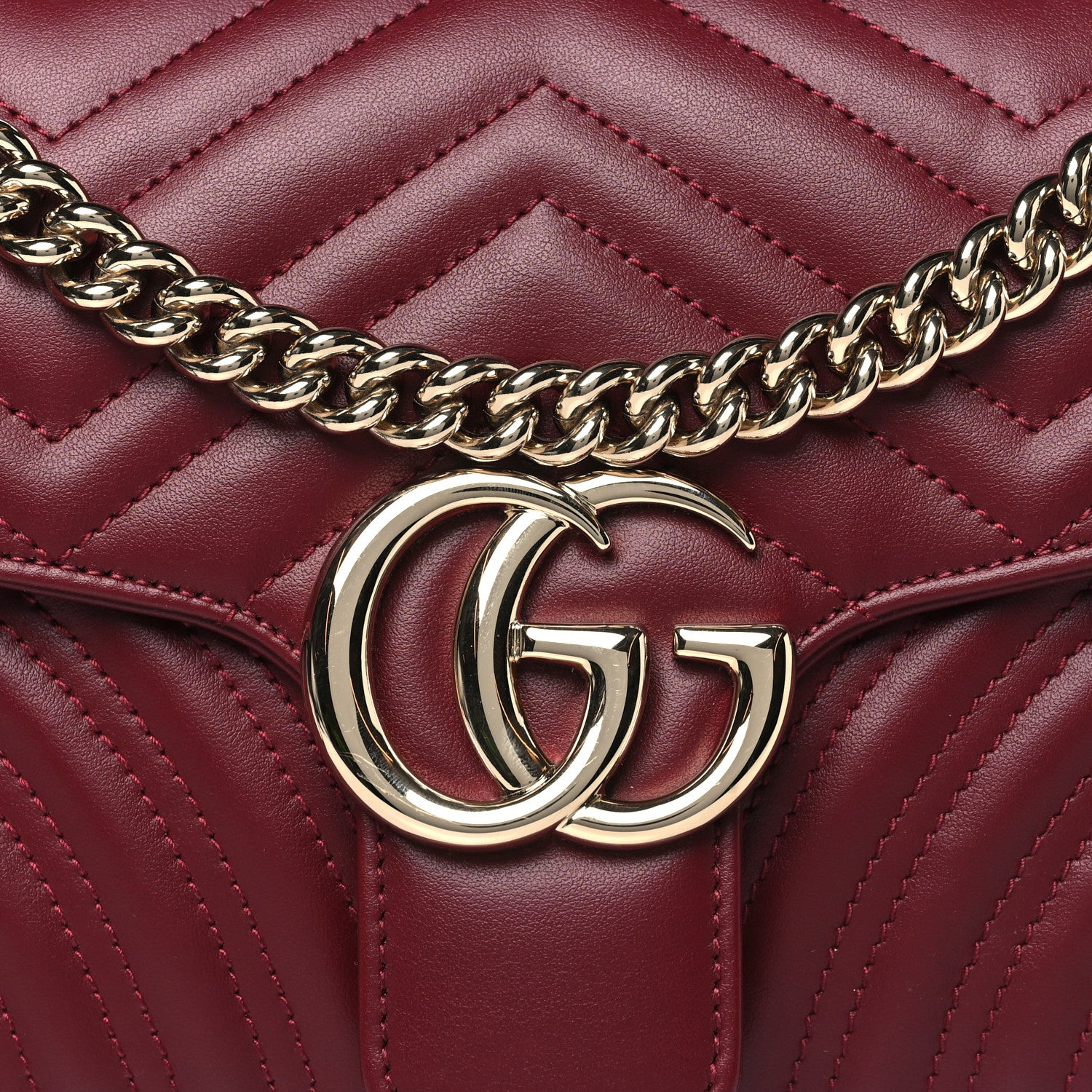 Gucci Calfskin Matelasse Medium GG Marmont Shoulder Bag Ancora Red 8 of 10