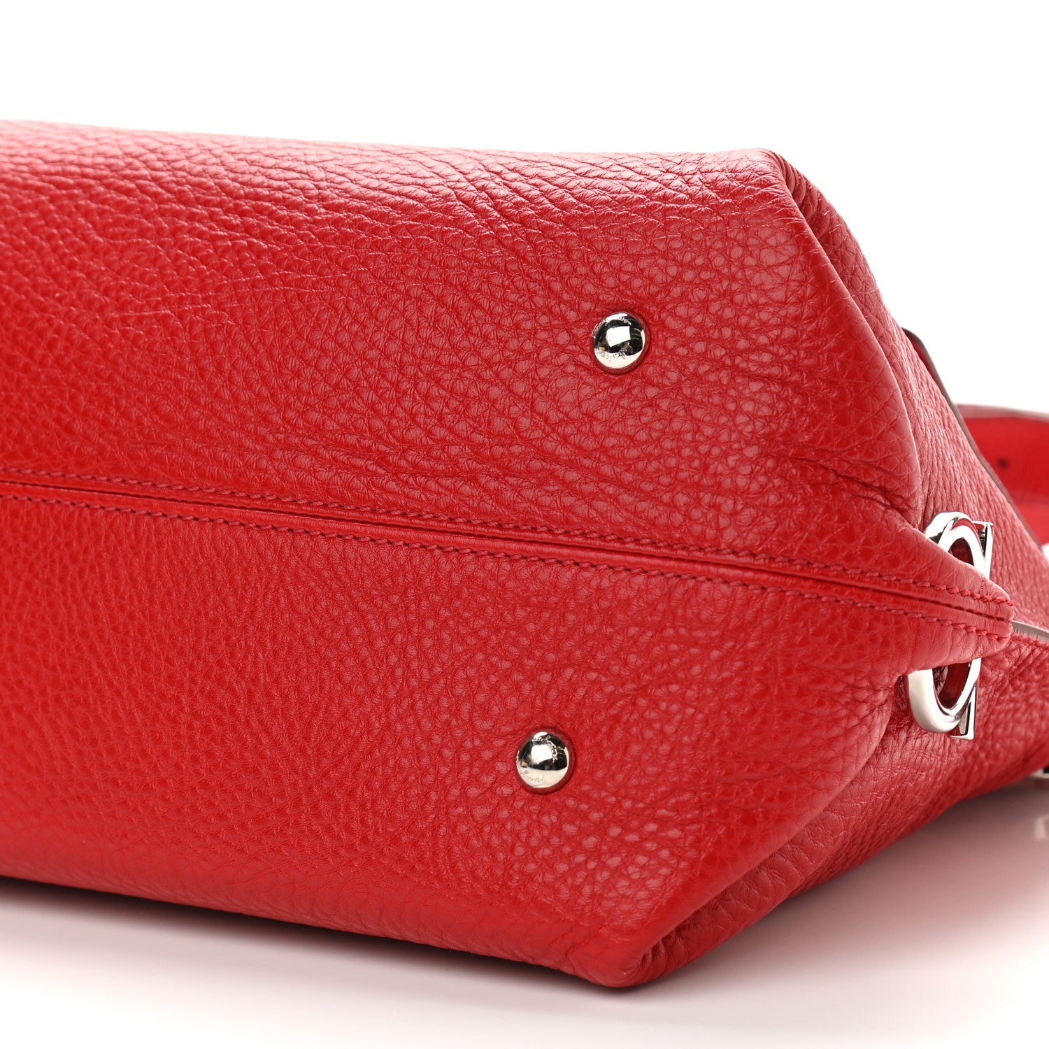 Salvatore Ferragamo Grained Calfskin Sofia Satchel Red 9 of 9