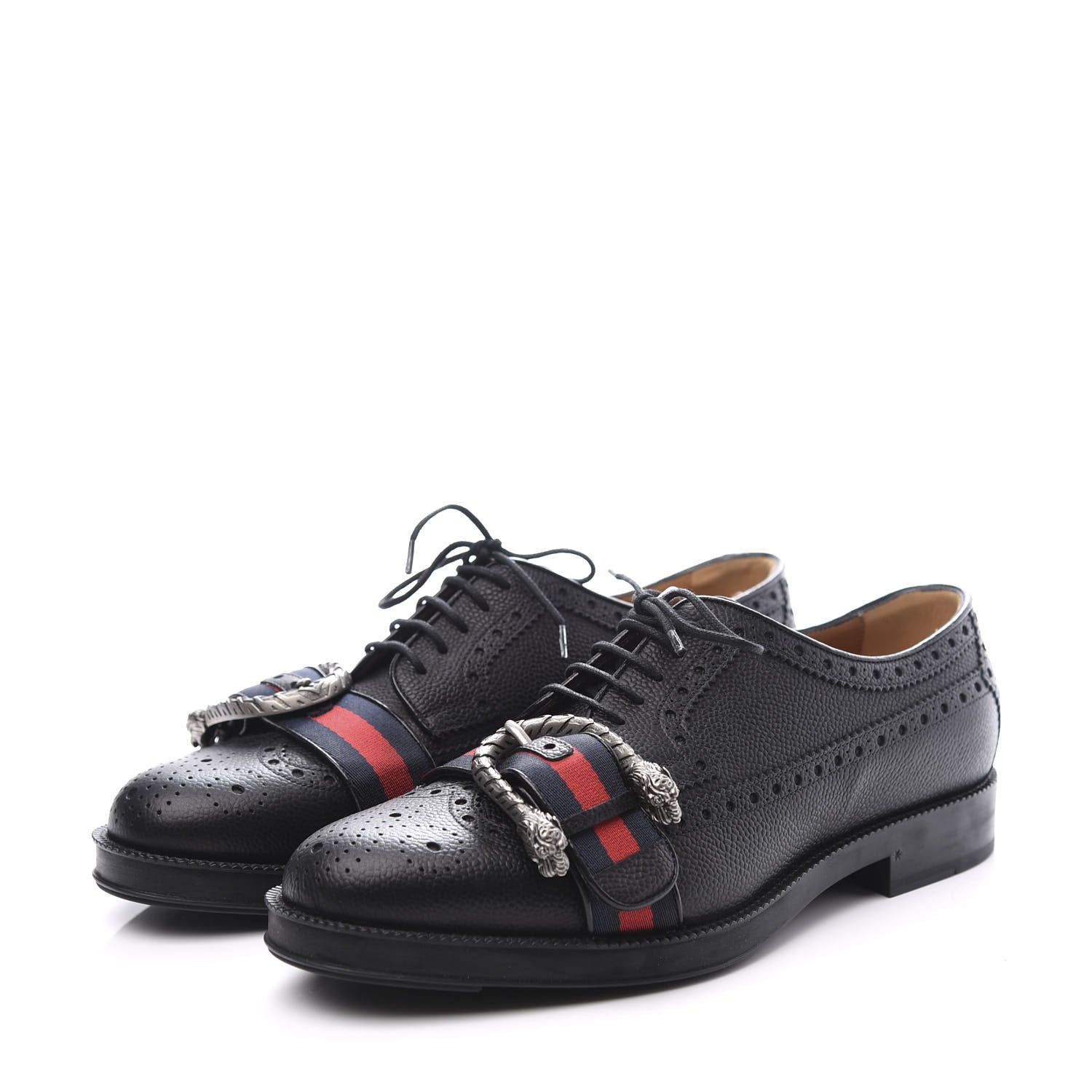 Gucci Pebbled Calfskin Dionysus Web Mens Martins Shoes 7 Black 2 of 11