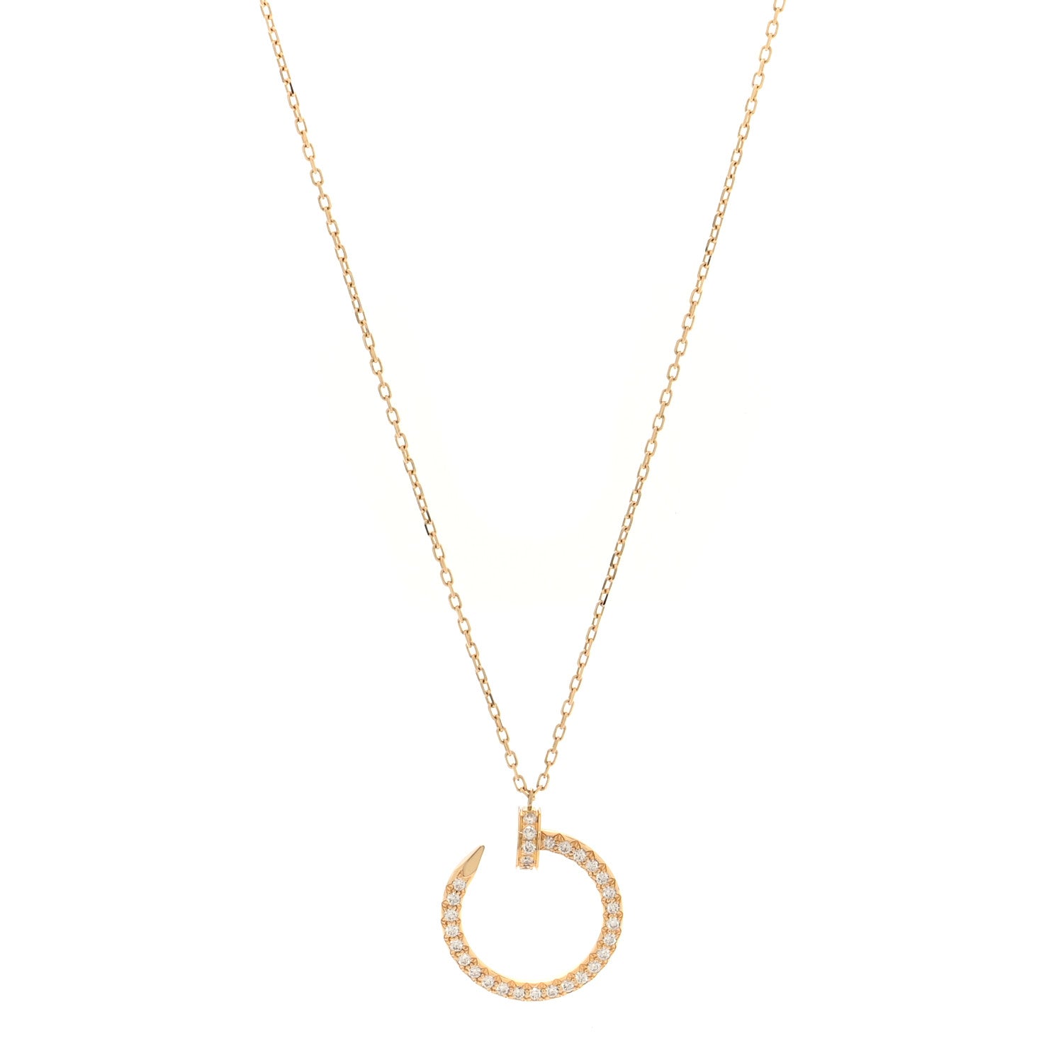 Cartier 18K Yellow Gold Diamond Juste Un Clou Paved Pendant Necklace 1 of 5