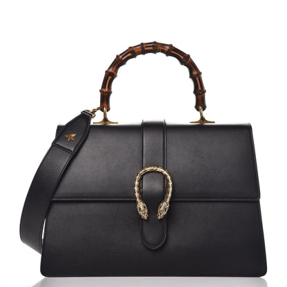 Gucci Moon Calfskin Web Large Dionysus Bamboo Top Handle Bag Black 14 of 14