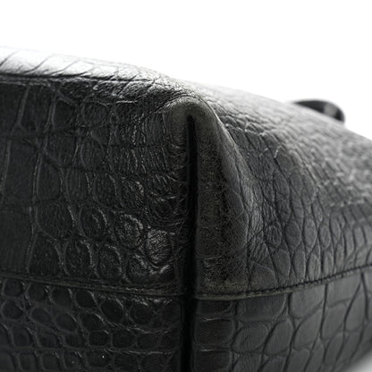 Saint Laurent Calfskin Crocodile Embossed Shopping Tote Black 12 of 16