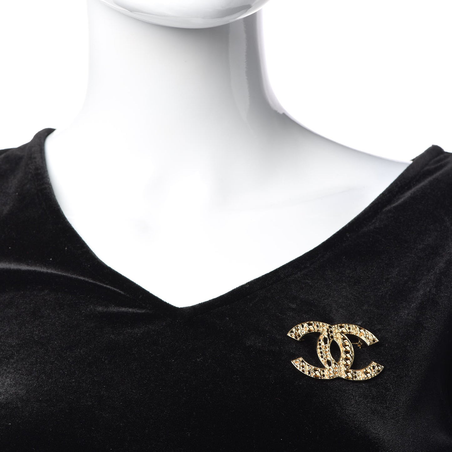 Chain CC Brooch Pin Light Gold