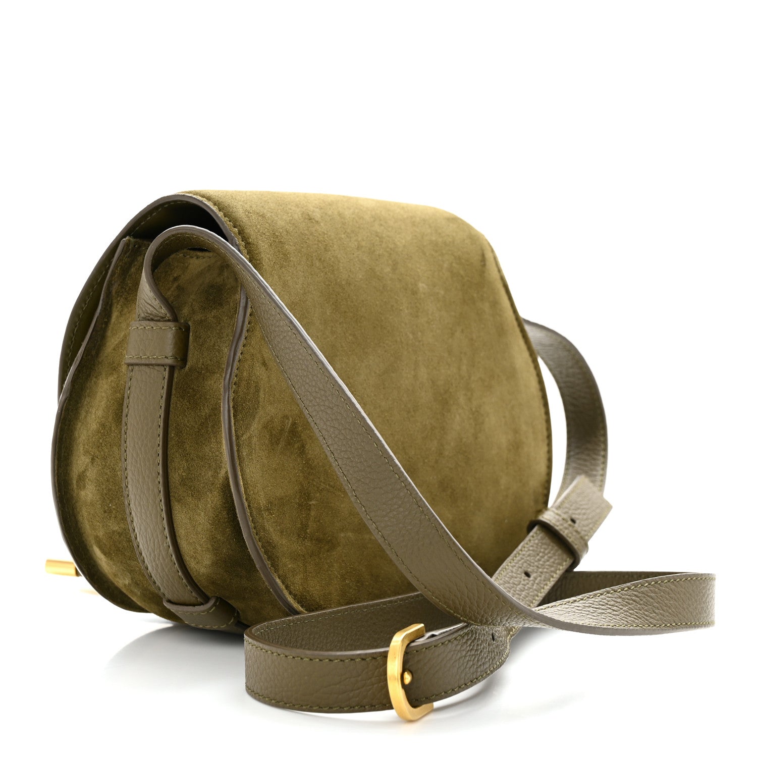 Chloe Suede Calfskin Small Marcie Saddle Bag Deep Olive 3 of 11