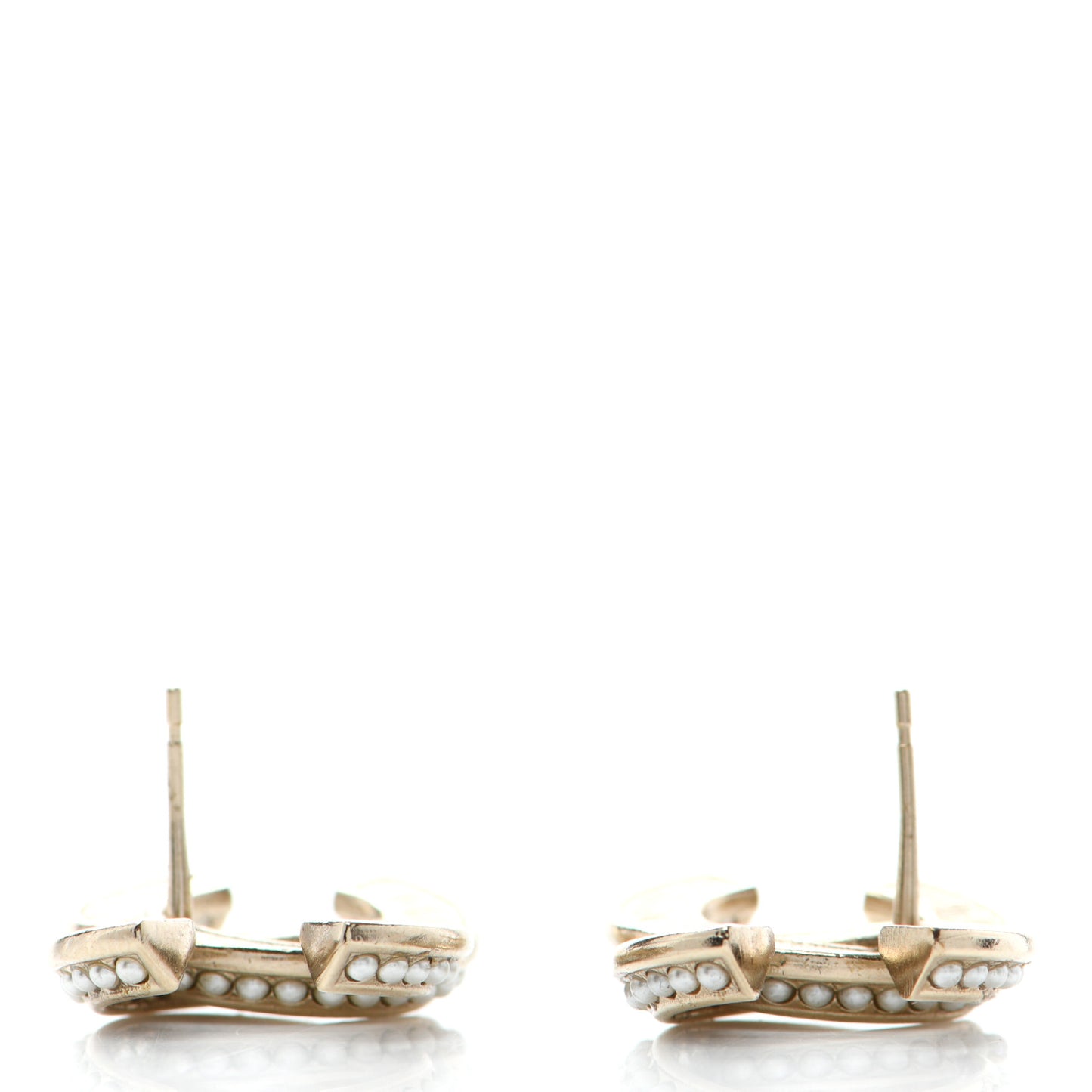 Crystal Pearl Chain Mania CC Earrings Gold