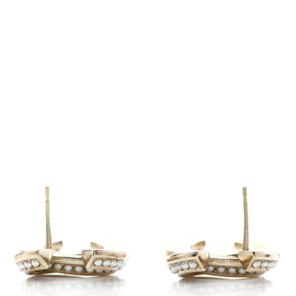 Chanel Crystal Pearl Chain Mania CC Earrings Gold 4 of 5