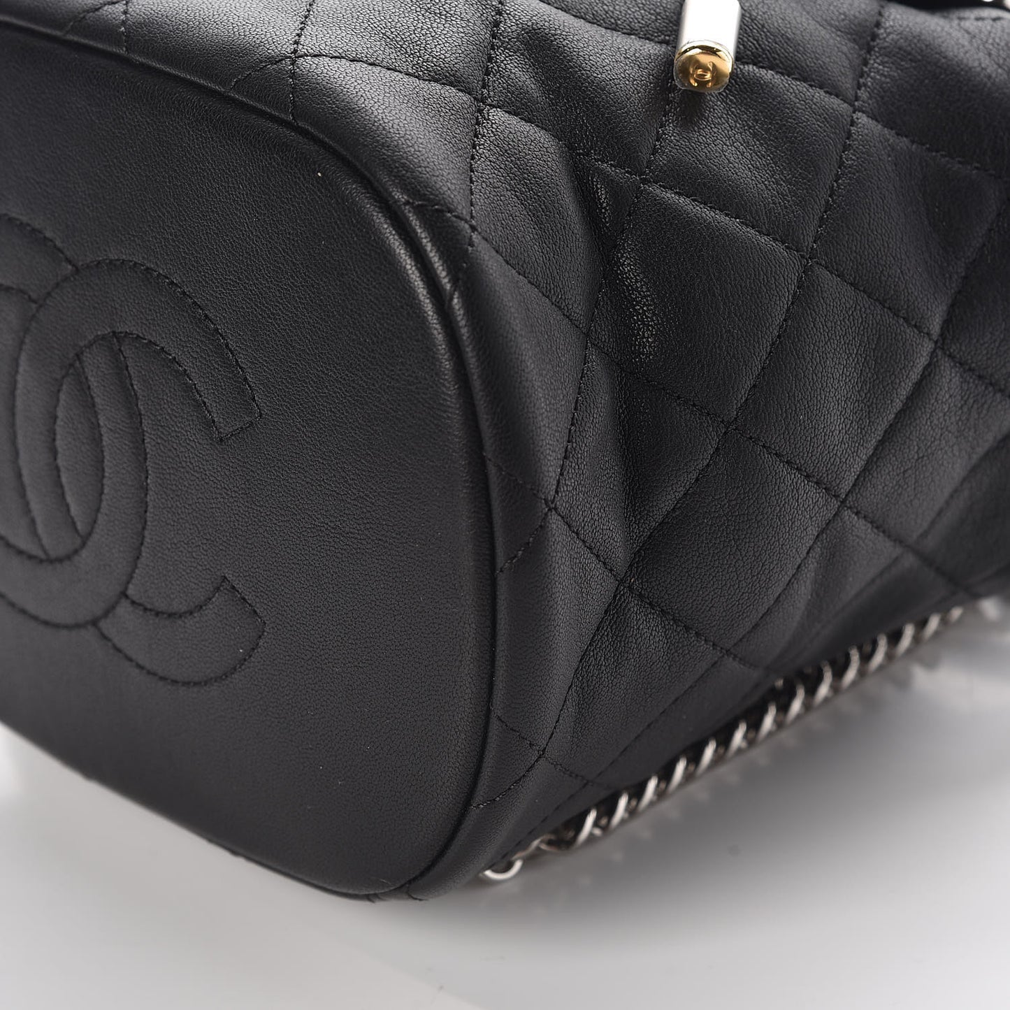 Lambskin Quilted Metallic Bubble Backpack Black