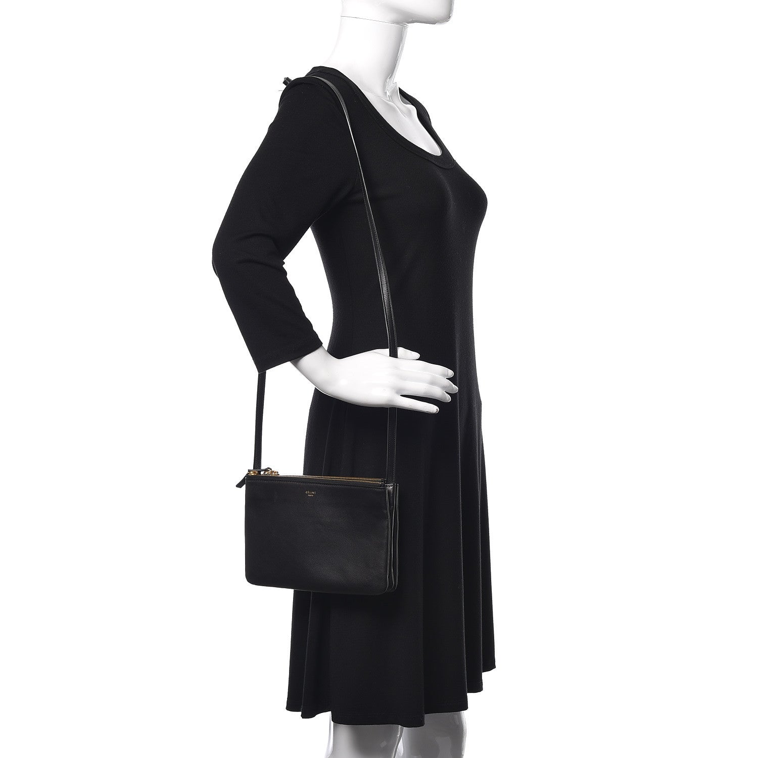 Celine Lambskin Small Trio Crossbody Bag Black 2 of 14