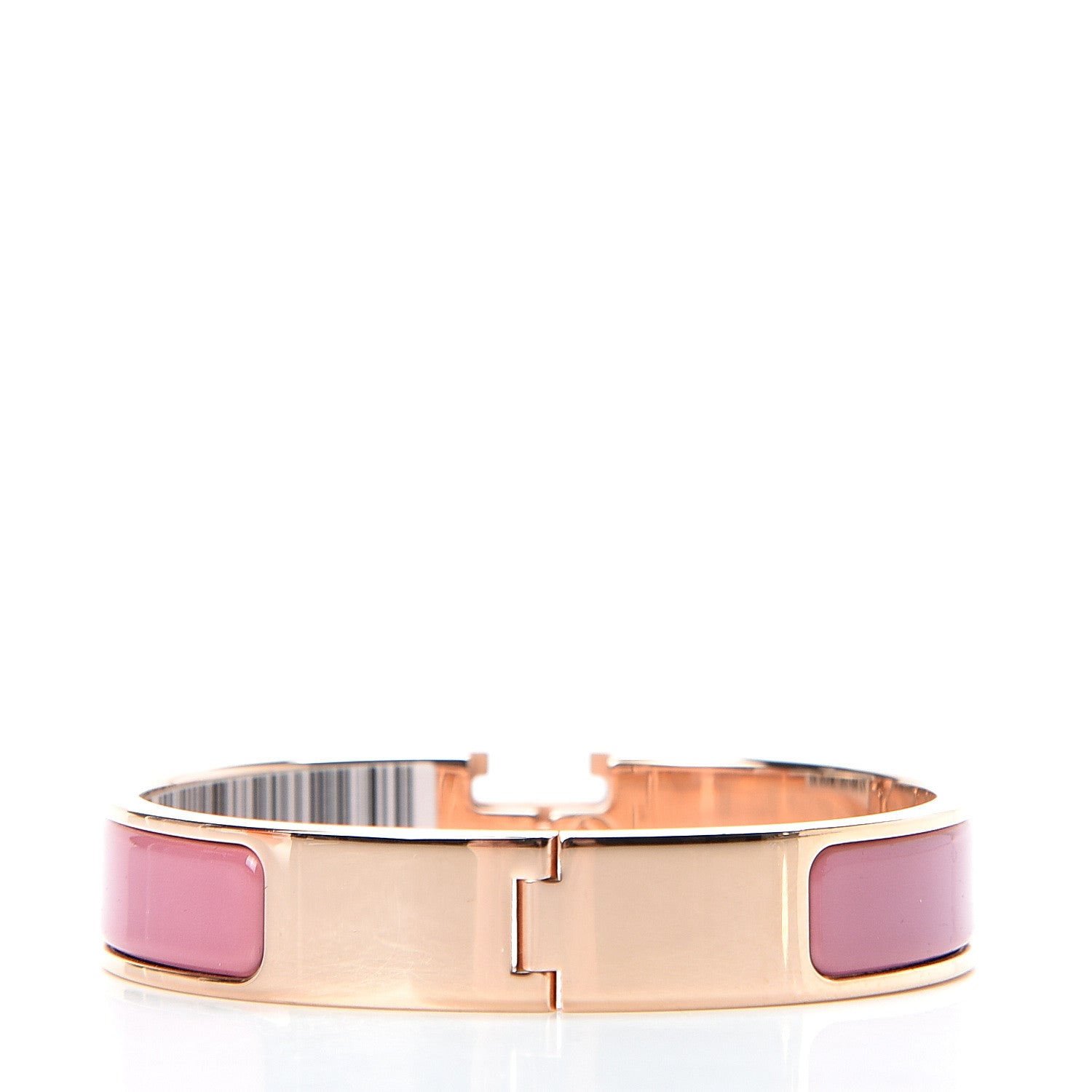 Hermes Enamel Narrow Clic Clac H Bracelet PM Rose Velours 3 of 6