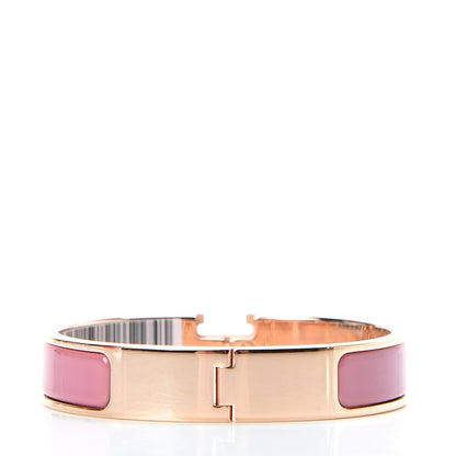 Hermes Enamel Narrow Clic Clac H Bracelet PM Rose Velours 3 of 6