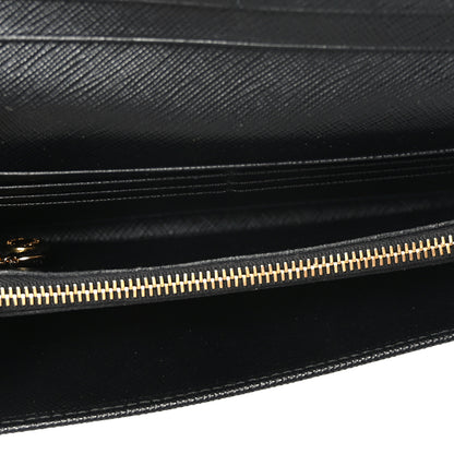 Prada Tessuto Nylon Soft Calf Continental Flap Wallet Black 6 of 8