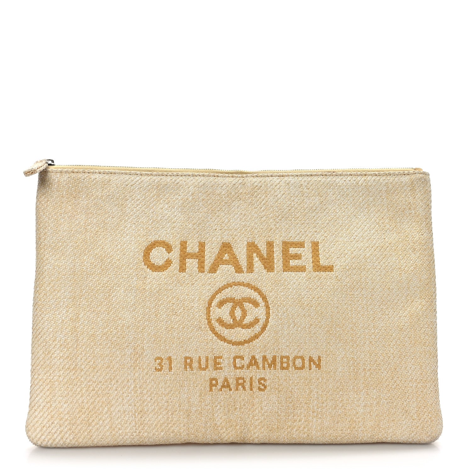Chanel Woven Raffia Large Deauville Pouch White 1 of 10