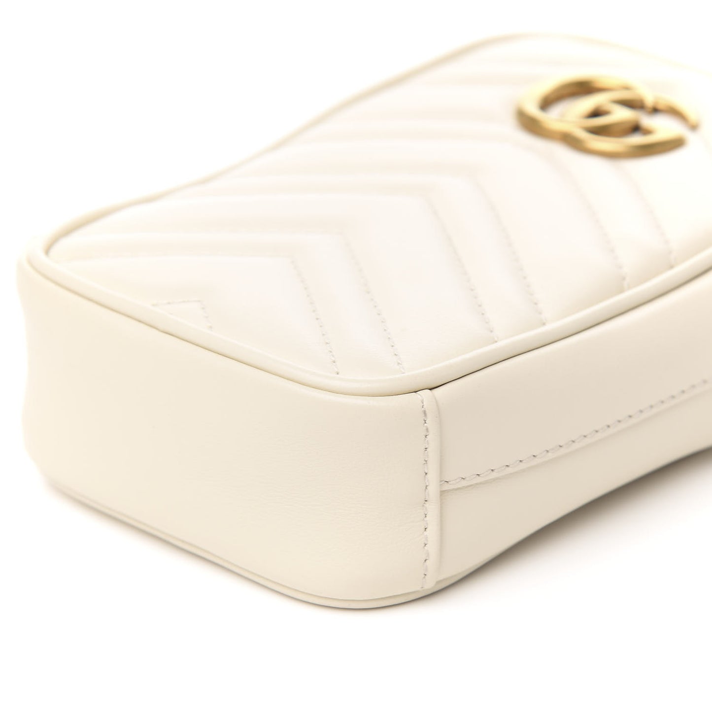 Calfskin Matelasse Mini GG Marmont Crossbody Bag White