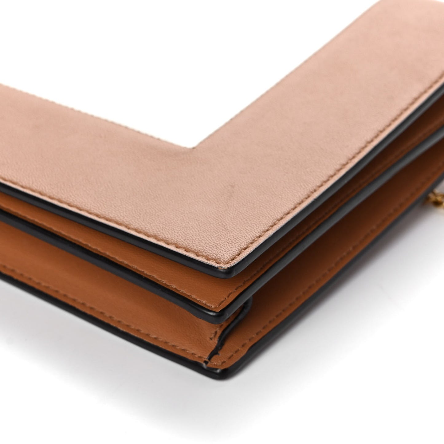 Smooth Lambskin Frame Evening Chain Clutch Tan Optic White
