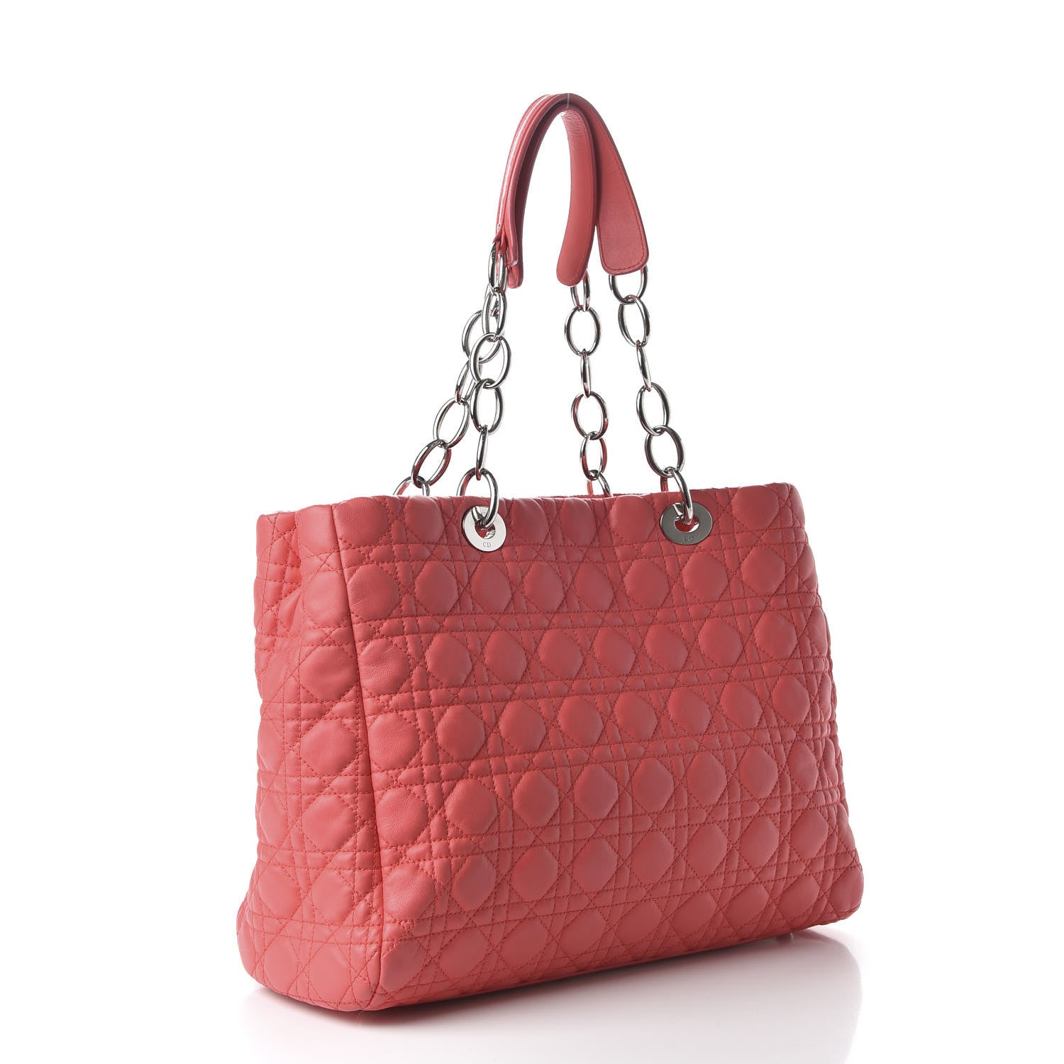 Christian Dior Lambskin Cannage Large Dior Soft Shopping Tote Coral 3 of 10