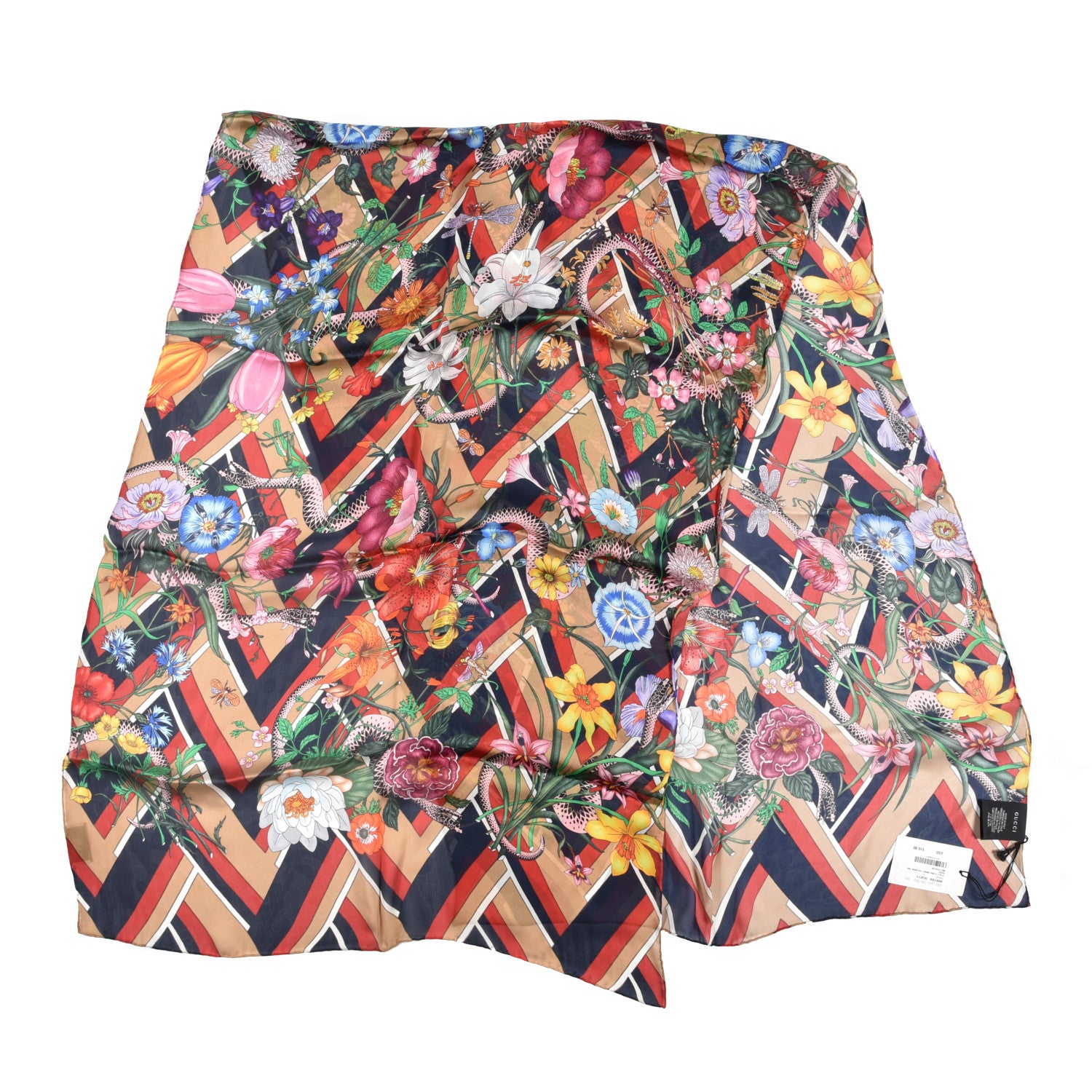 Gucci Silk Flora Snake Scarf Multicolor 2 of 4