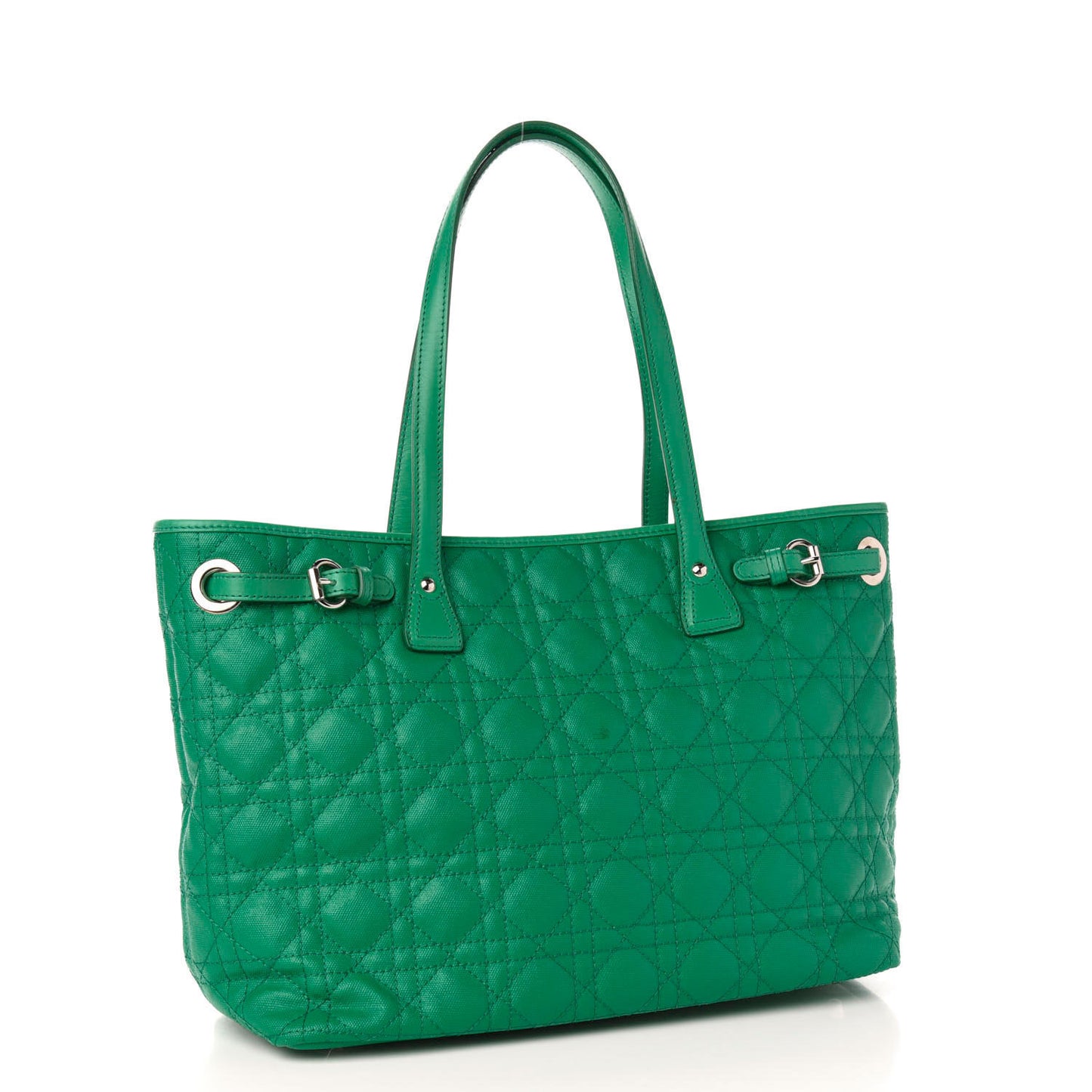 Coated Canvas Cannage Small Panarea Tote Green
