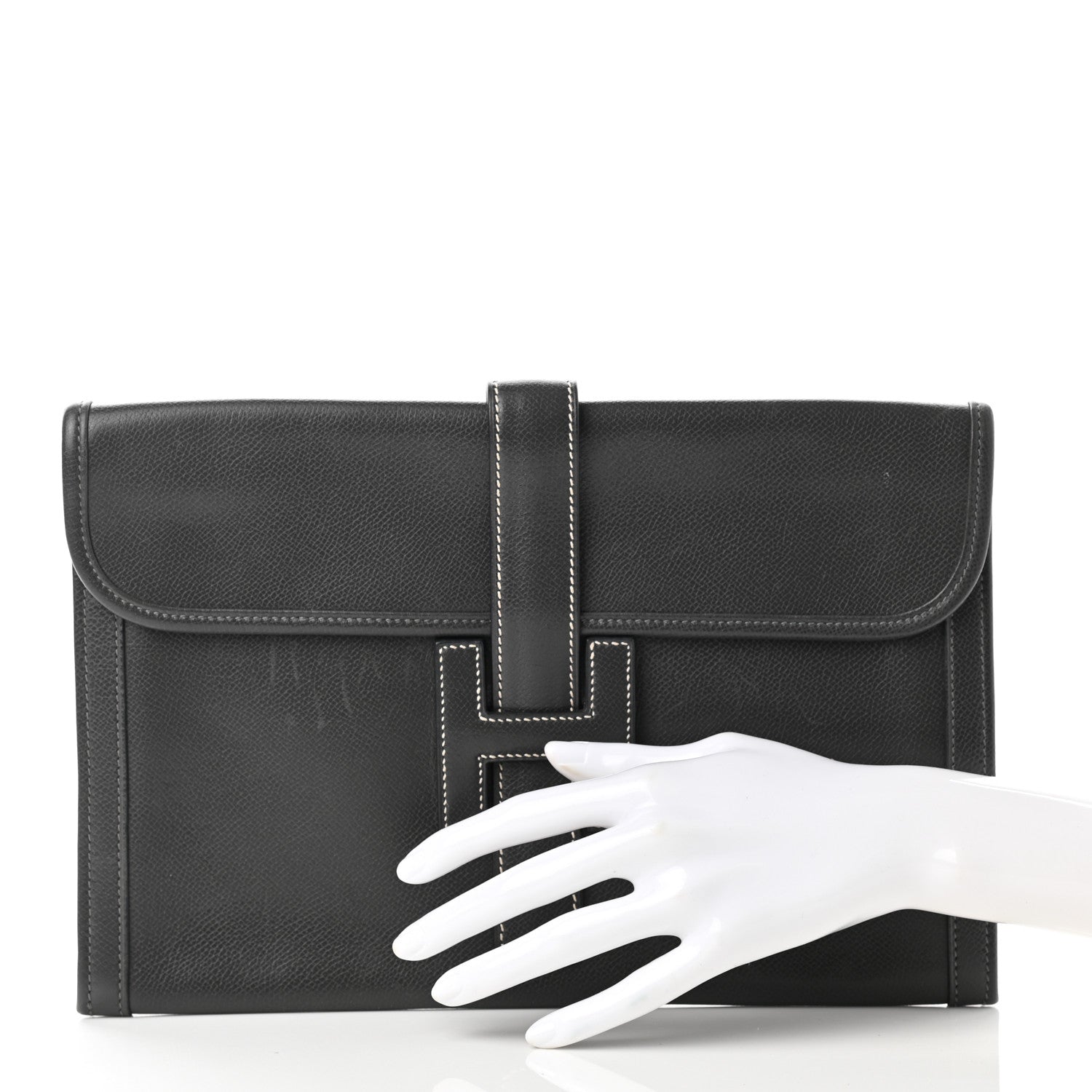 Hermes Epsom Jige PM Clutch Graphite 2 of 9