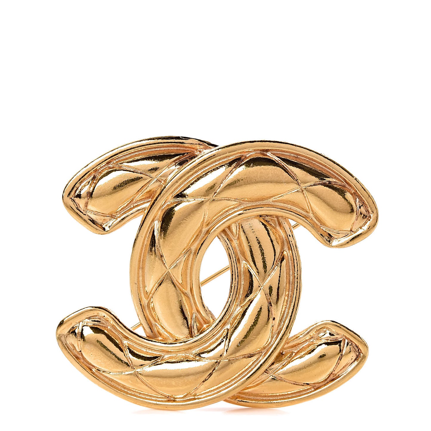 Quilted CC Brooch Gold