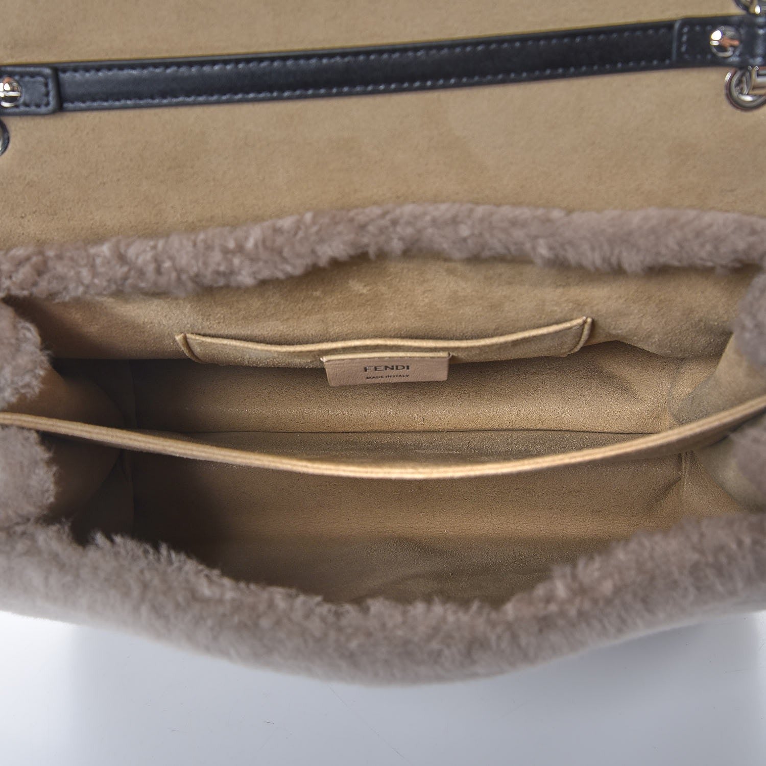Fendi Shearling Calfskin Macro FF 1974 Diagonal Mania Kan I Shoulder Bag Multicolor 6 of 9