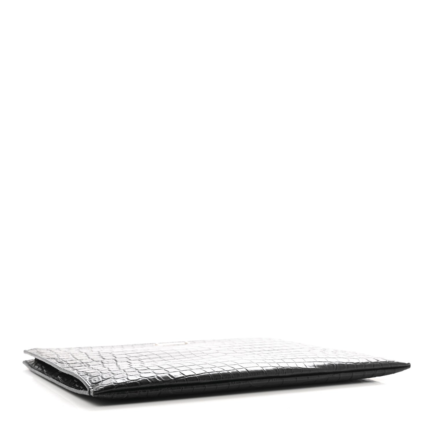 Saint Laurent Calfskin Crocodile Embossed Document Holder Black 4 of 9