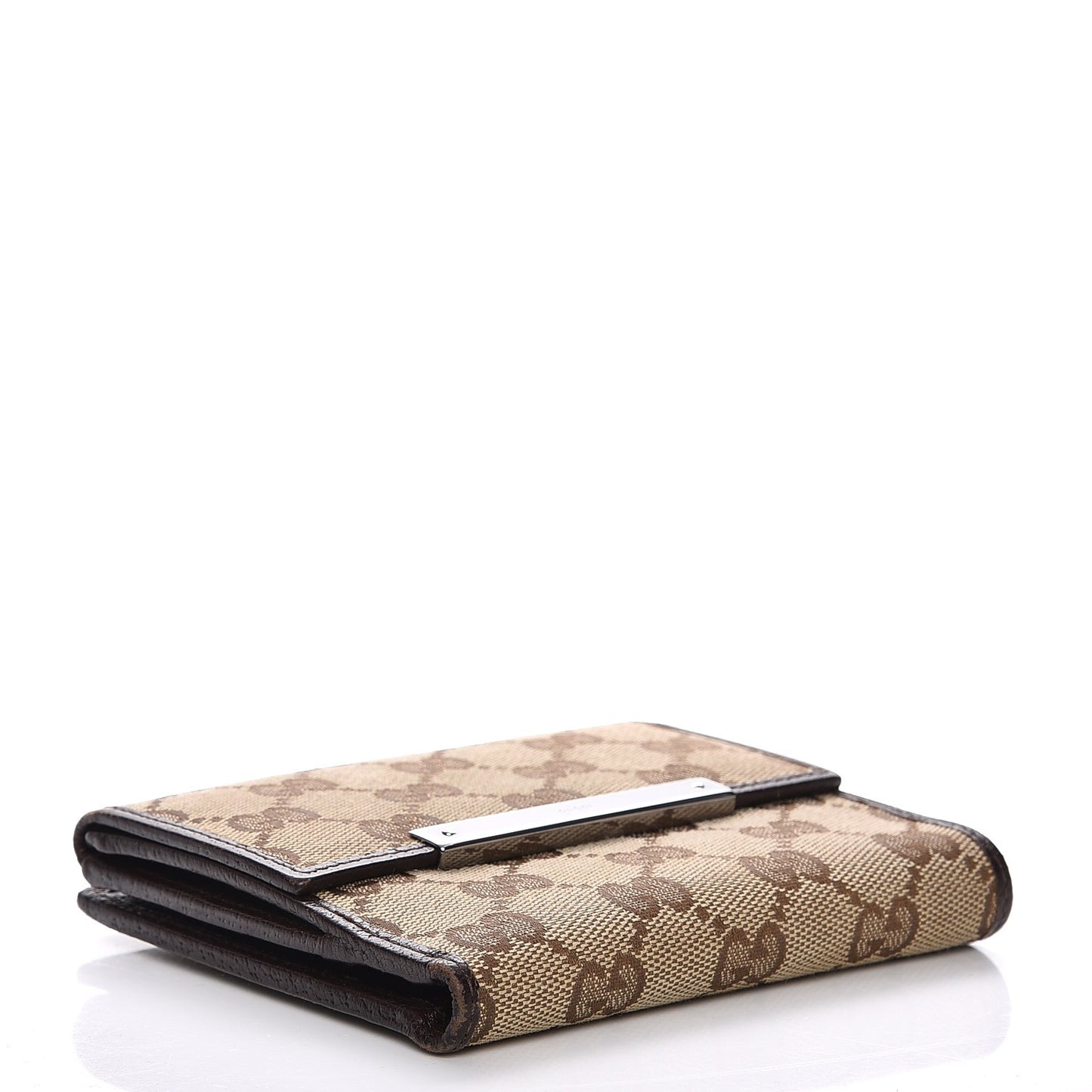 Monogram Metal Bar French Flap Wallet Beige Ebony Cocoa