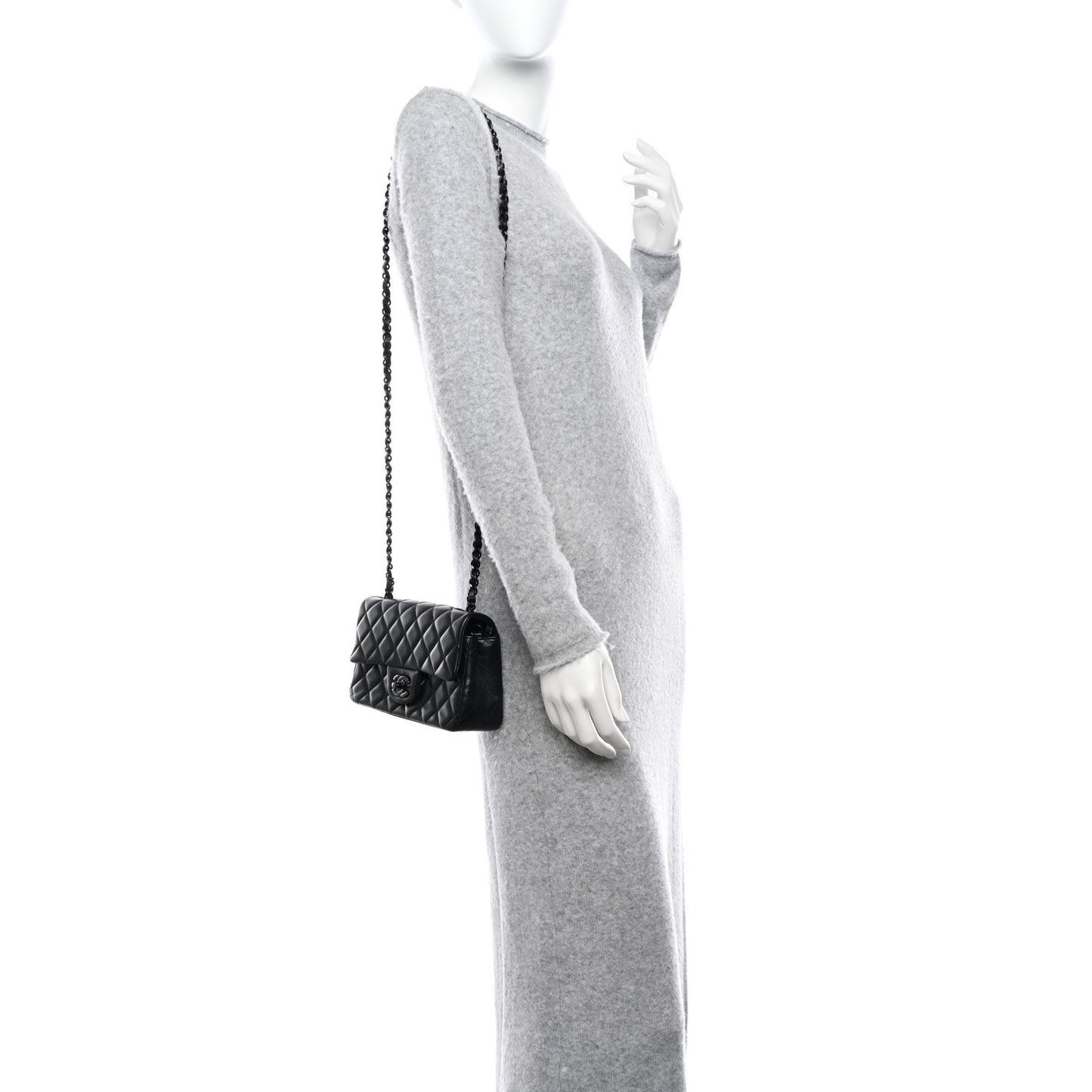 Lambskin Quilted Mini Rectangular Flap So Black