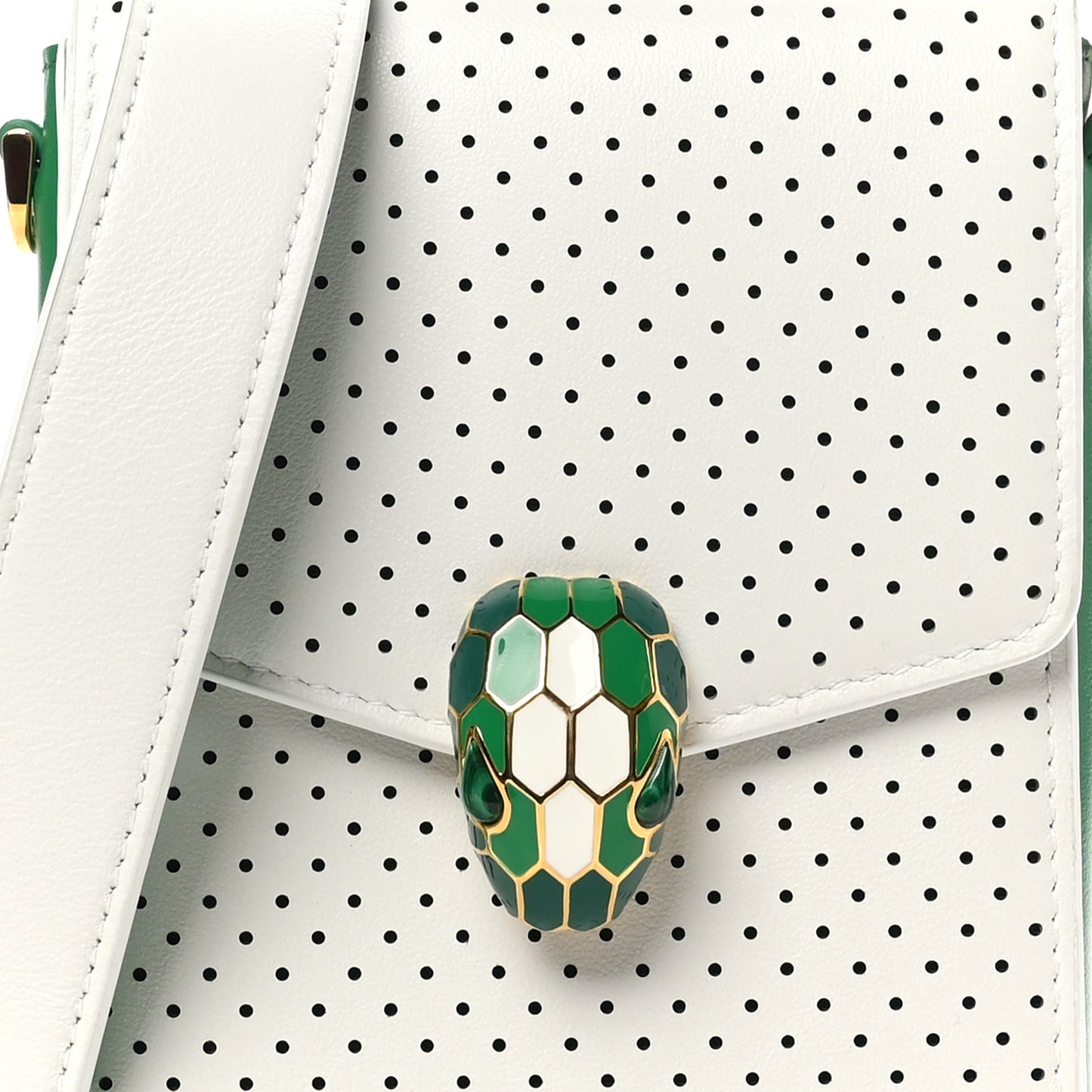 X CASABLANCA Calfskin Serpenti Forever Apres Vertical Pochette Tennis Green White