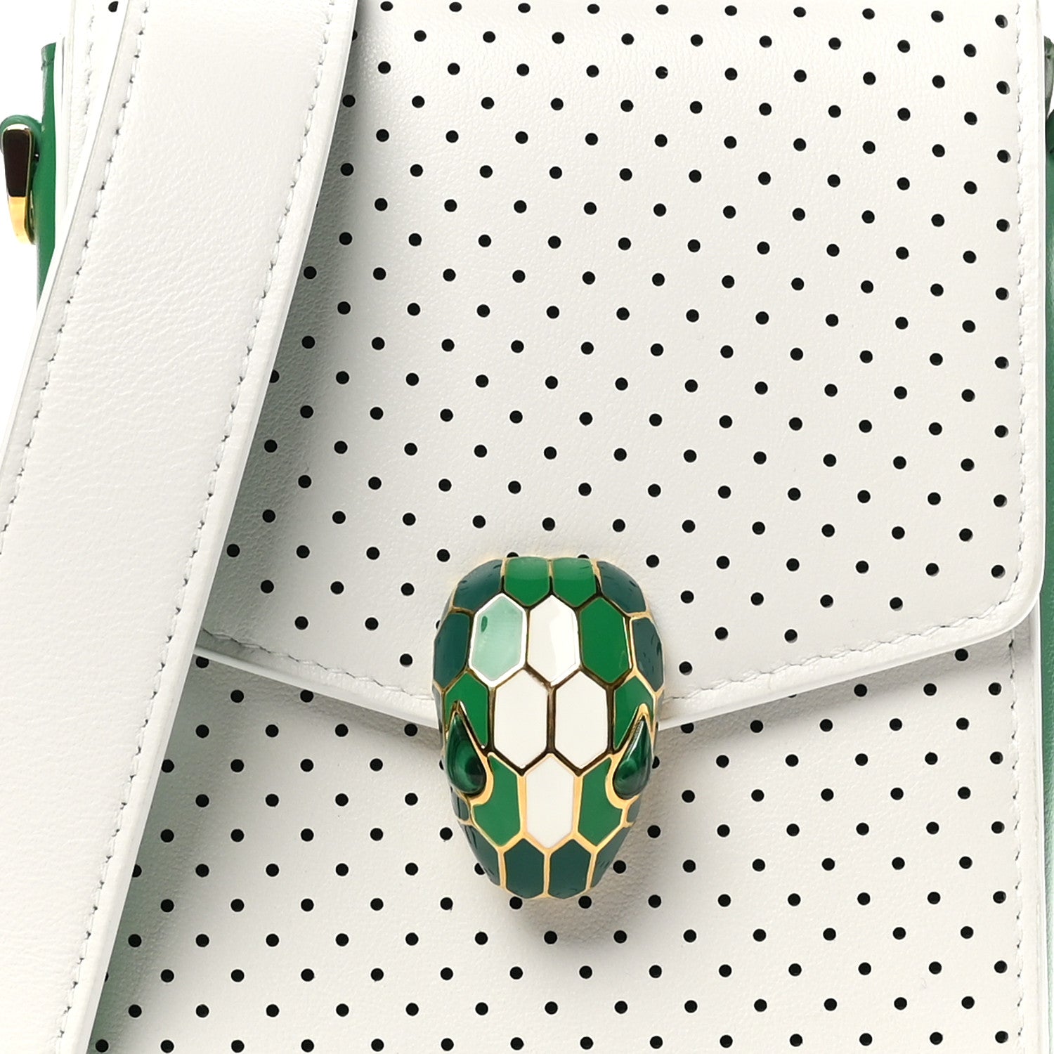 Bulgari X CASABLANCA Calfskin Serpenti Forever Apres Vertical Pochette Tennis Green White 8 of 10