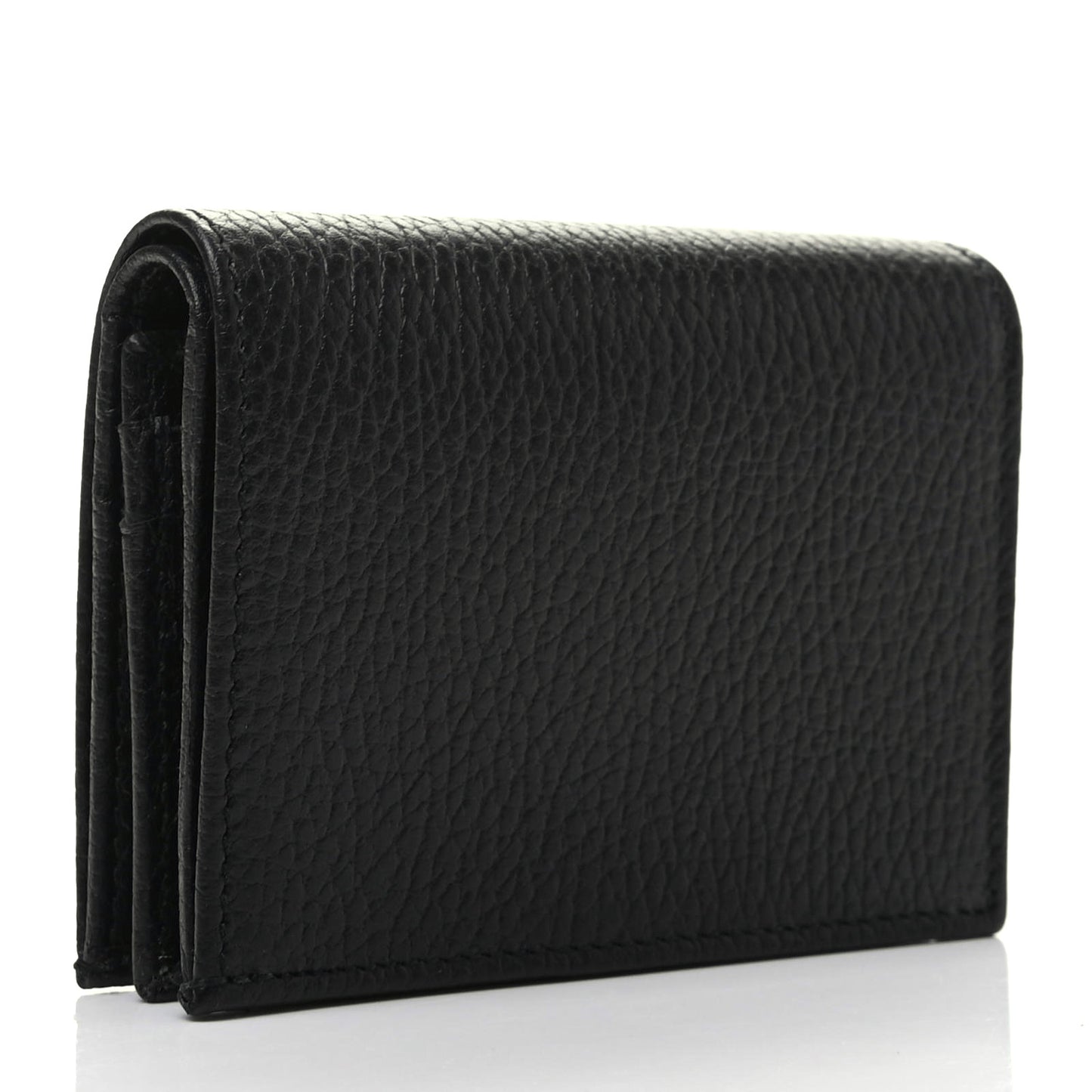 Pebbled Calfskin GG Marmont Card Case Black