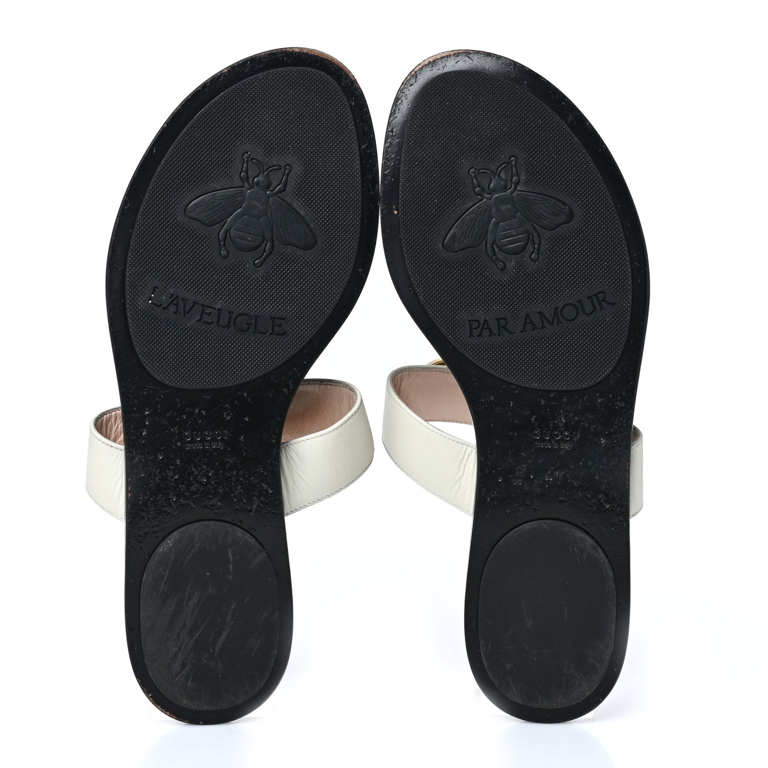 Gucci Calfskin GG Marmont Thong Sandals 41 Mystic White 5 of 7
