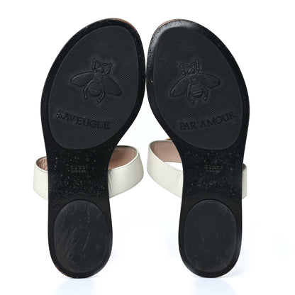 Gucci Calfskin GG Marmont Thong Sandals 41 Mystic White 5 of 7