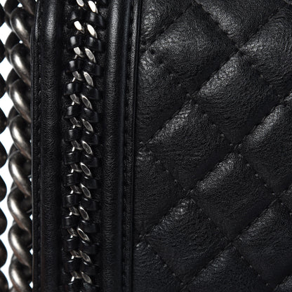 Chanel Calfskin Quilted New Medium Boy Top Handle Flap Black 15 of 16