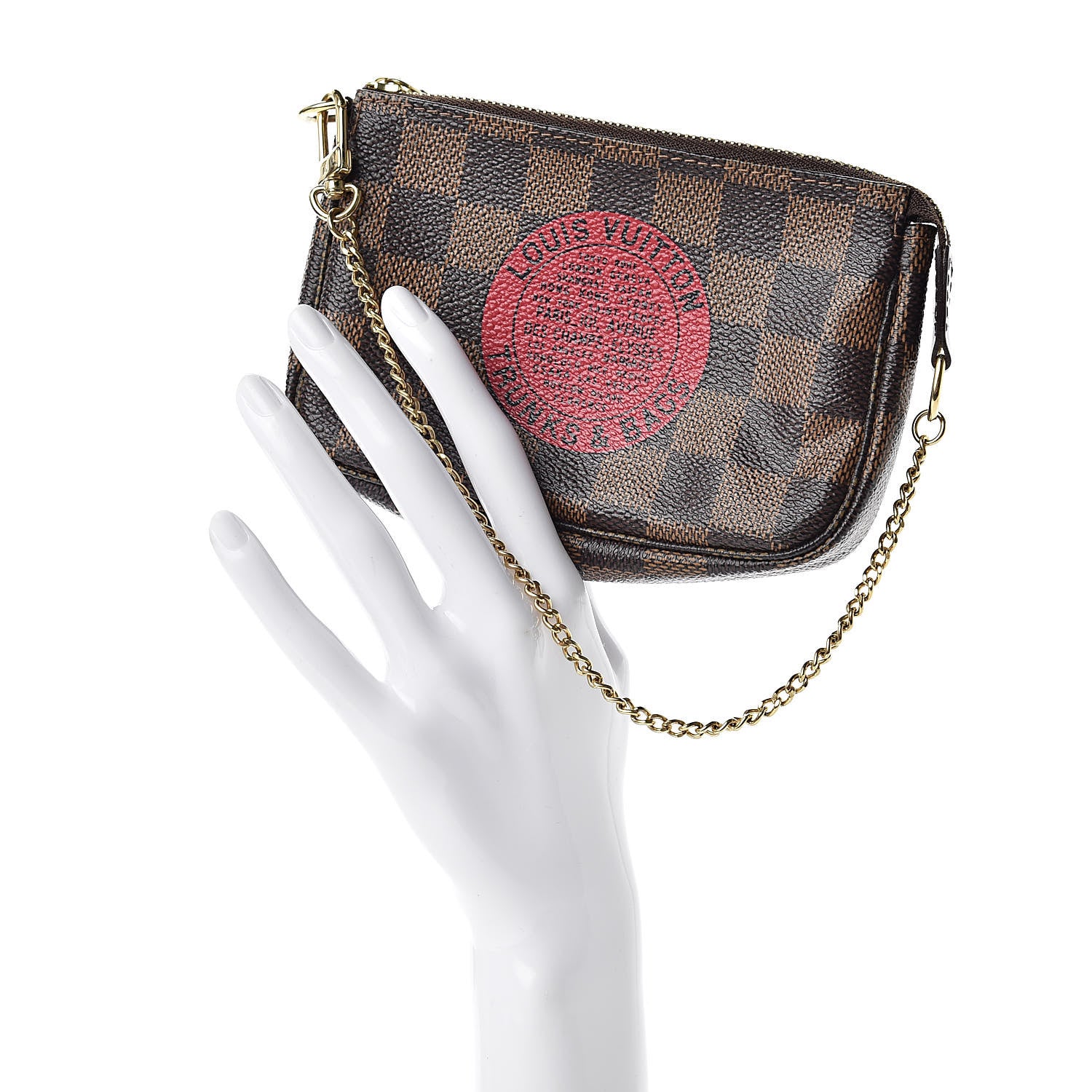 Louis Vuitton Damier Ebene Complice Trunks and Bags Mini Pochette Accessories Red 2 of 8