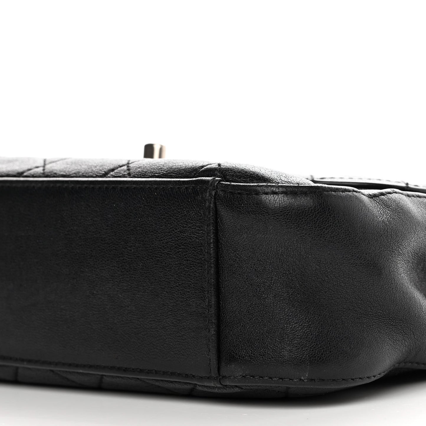 Lambskin Quilted Chain Infinity Top Handle Flap Black