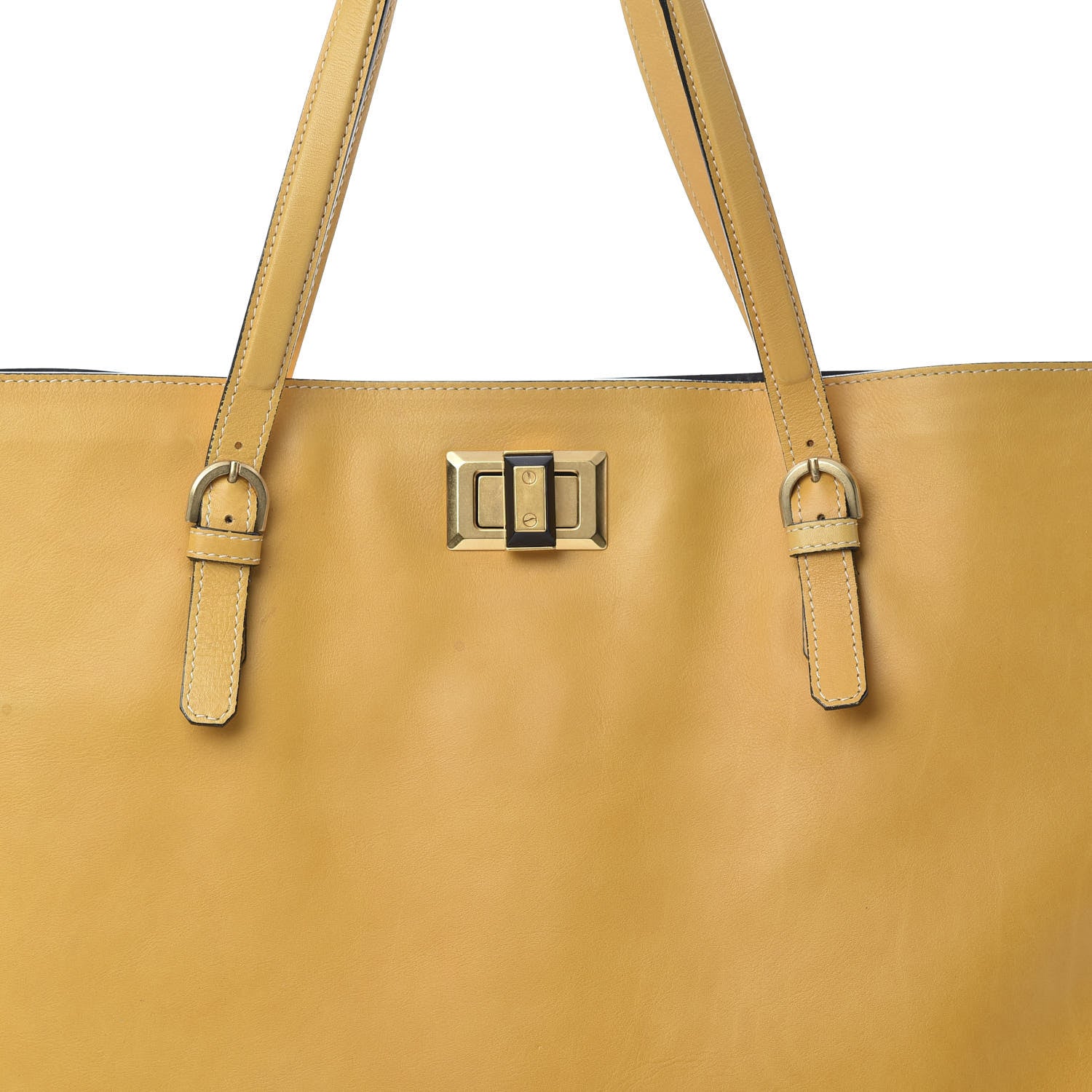 Lanvin Calfskin Turnlock Flat Tote Jaune 7 of 12