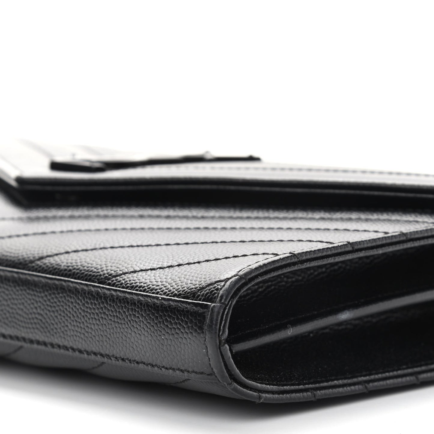 Grain De Poudre Matelasse Chevron Monogram Chain Wallet Black