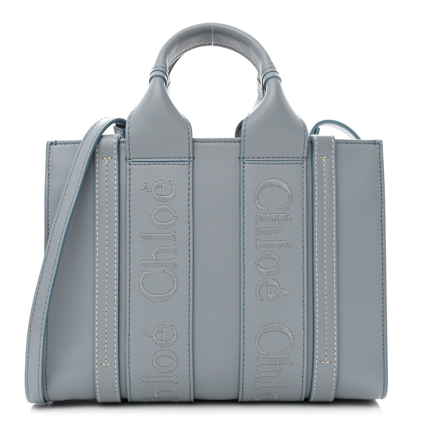Chloe Calfskin Small Woody Tote Storm Blue 1 of 11