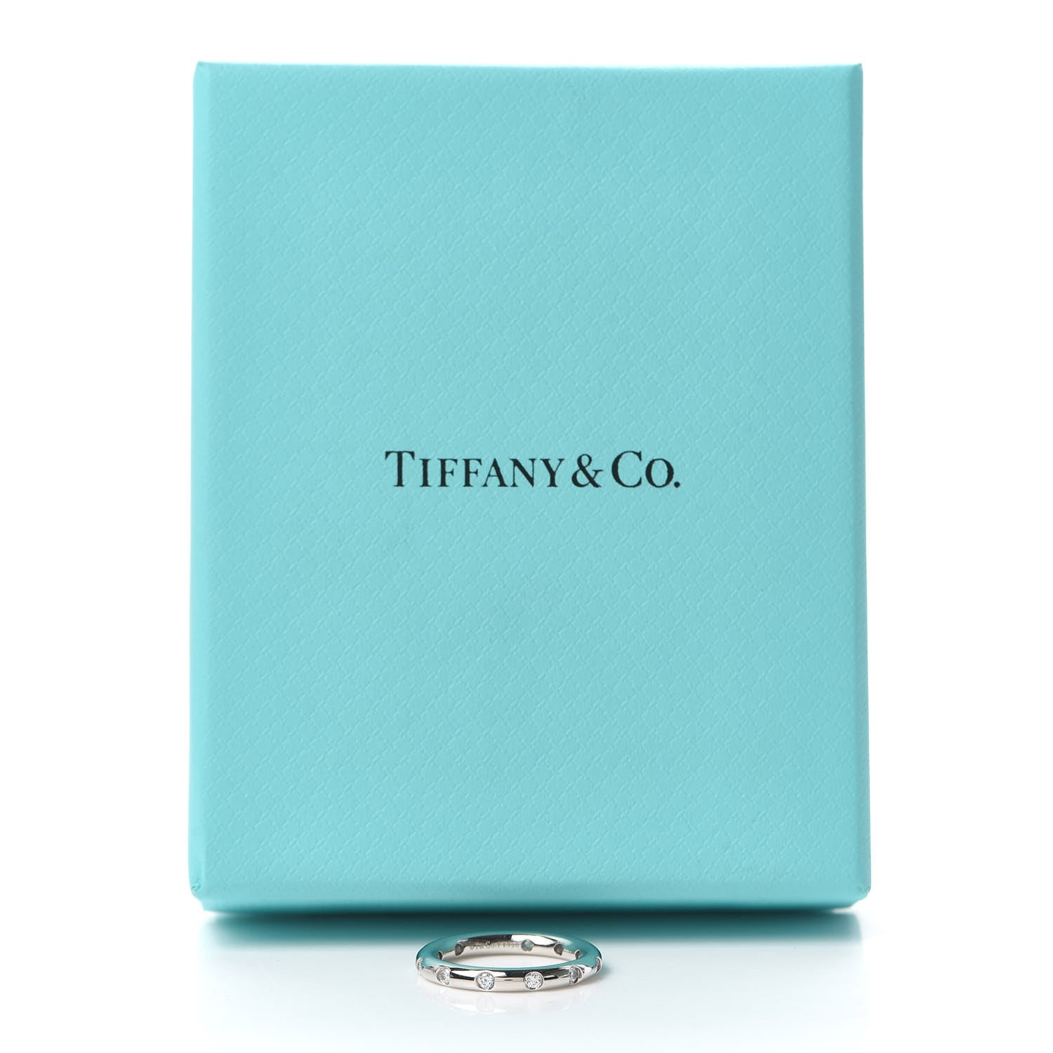 Tiffany Platinum Diamond Bezet Band Ring 49 4.75 5 of 5