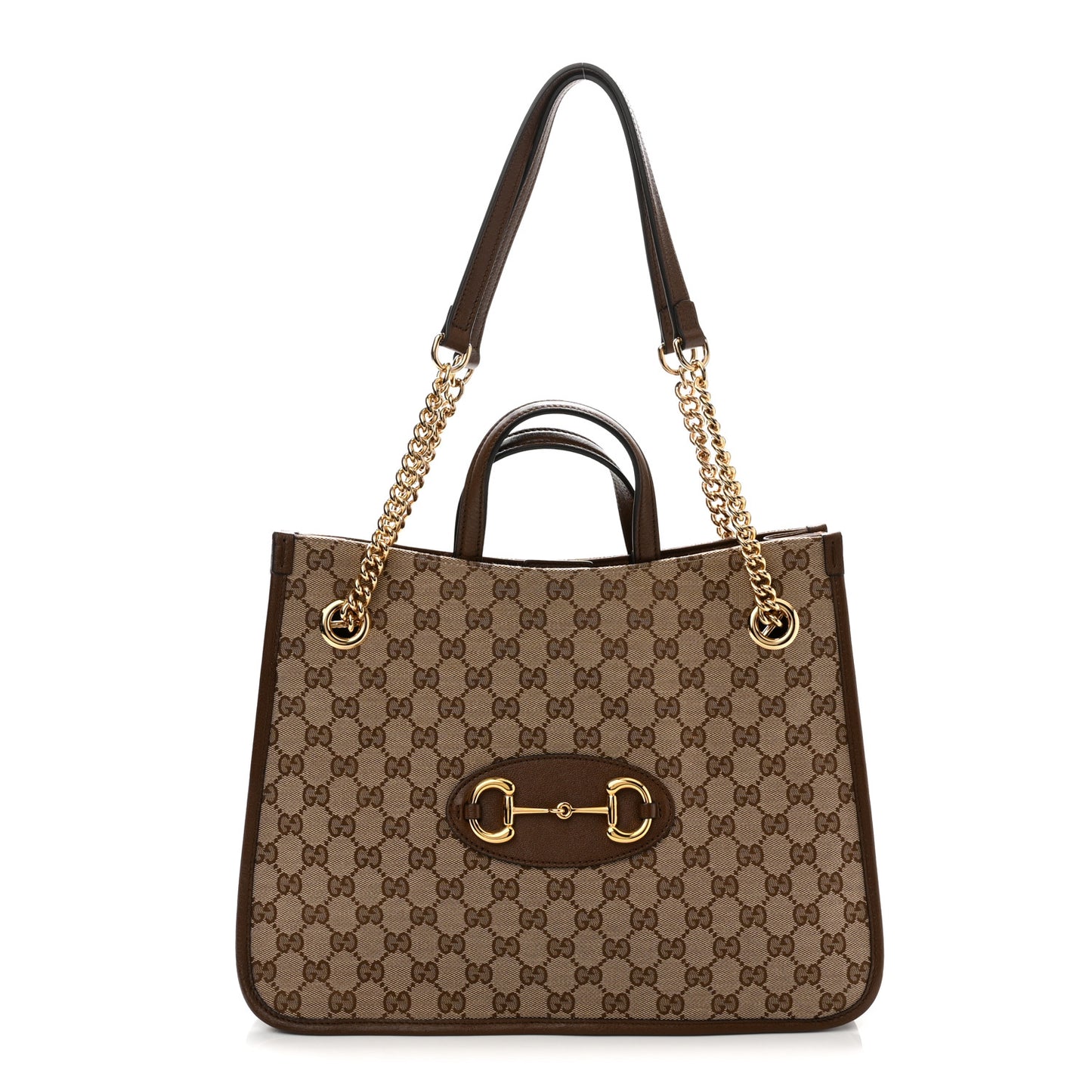Monogram Calfskin Medium Horsebit 1955 Tote Bag Beige Brown Sugar Beige Brown Sugar