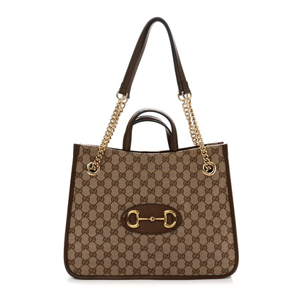 Gucci Monogram Calfskin Medium Horsebit 1955 Tote Bag Beige Brown Sugar Beige Brown Sugar 1 of 10