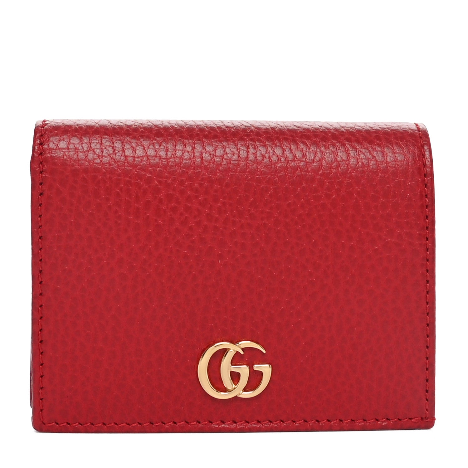 Gucci Dollar Calfskin GG Marmont Card Case Hibiscus Red 1 of 9