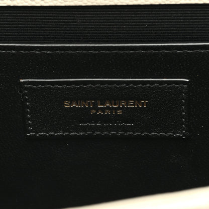 Saint Laurent Grain De Poudre Textured Mixed Matelasse Medium Triquilt Monogram Satchel Crema Soft 6 of 9