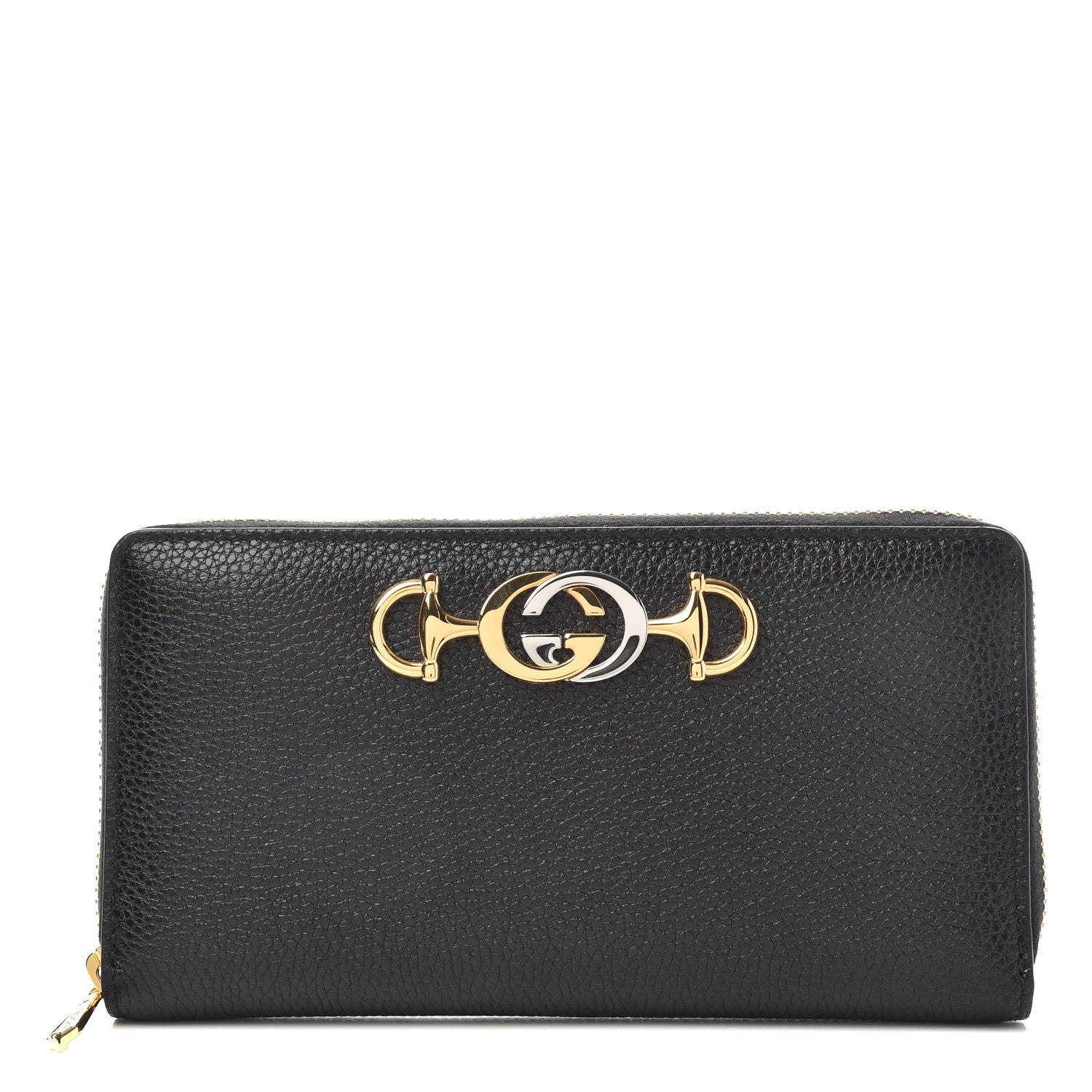 Gucci Grainy Calfskin Zumi Zip Around Wallet Black 1 of 6