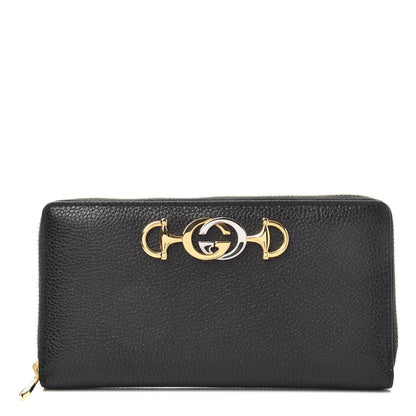 Gucci Grainy Calfskin Zumi Zip Around Wallet Black 1 of 6
