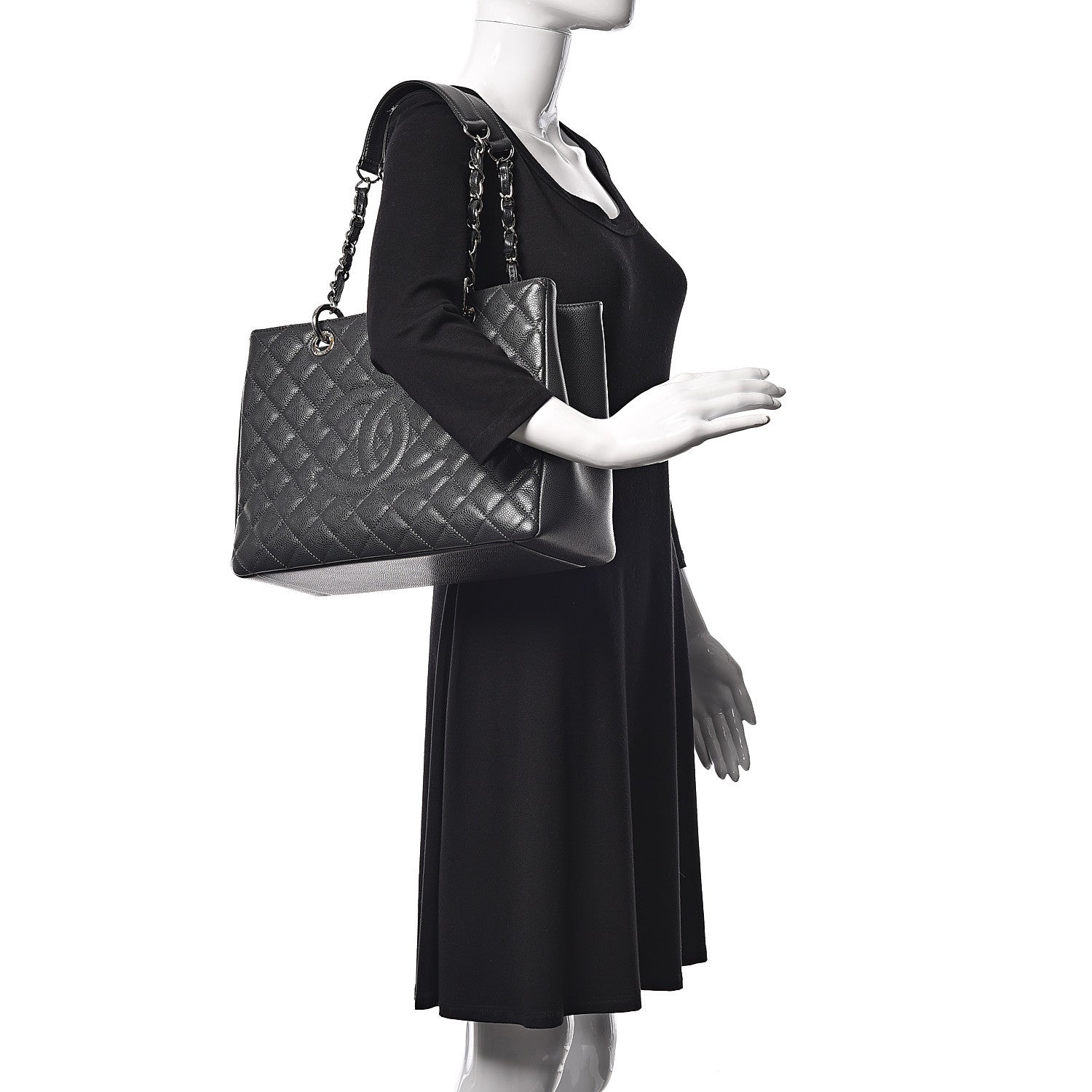 Chanel Caviar Quilted Grand Shopping Tote GST Dark Grey 2 of 9