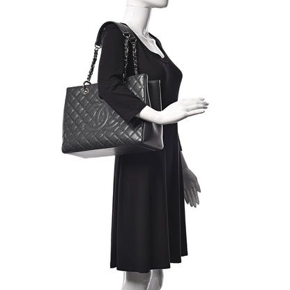 Chanel Caviar Quilted Grand Shopping Tote GST Dark Grey 2 of 9