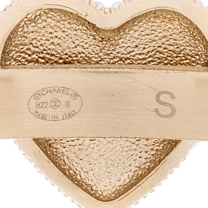 Chanel Resin Crystal Pearl Heart CC Cuff S Gold Black 3 of 3