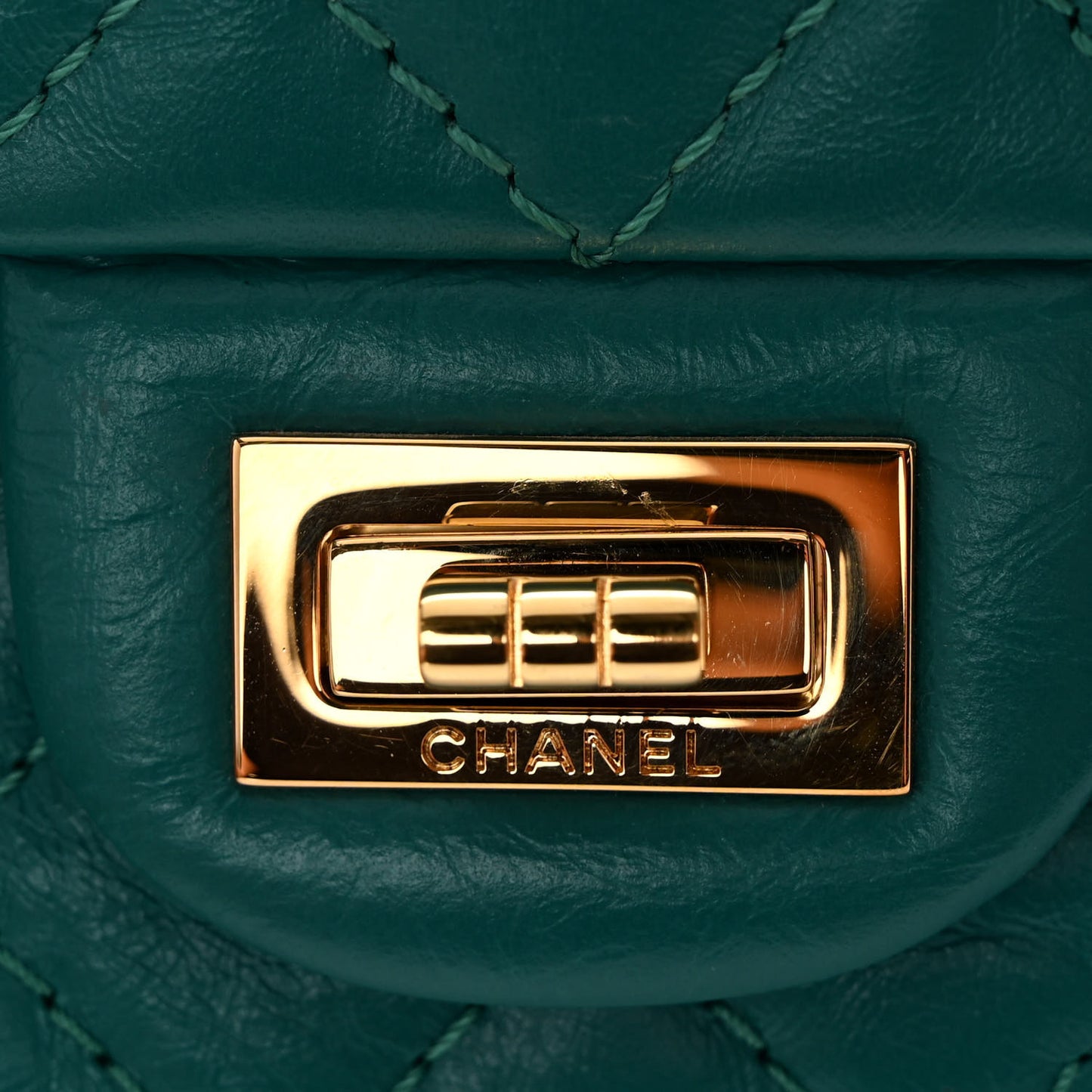 Aged Calfskin Quilted 2.55 Reissue Mini Flap Green